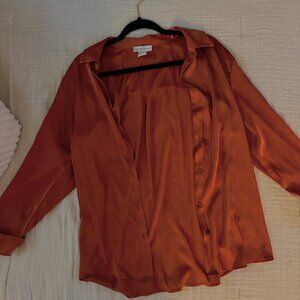 Burnt Orange Silky Button Down